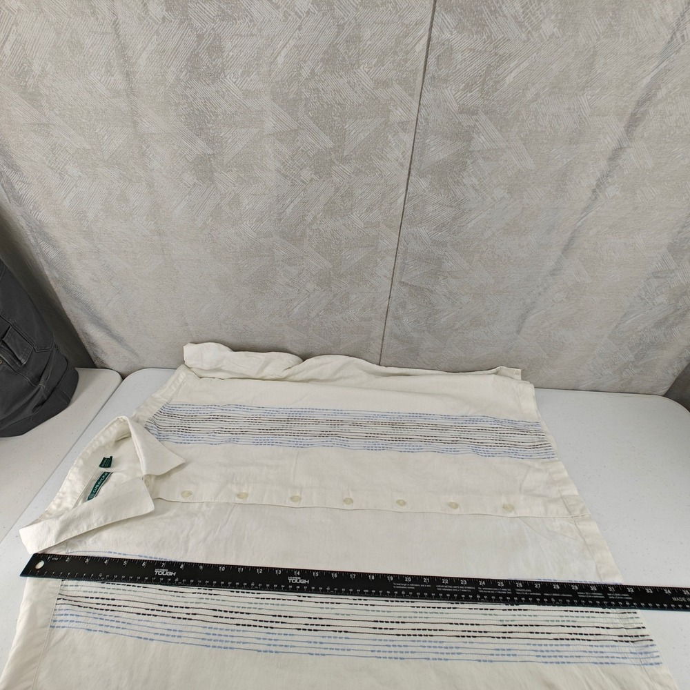 Cubavera Shirt Mens 4XLT XXXXL Tall White Linen Cotton Blend Button Down Casual - Picture 10 of 12